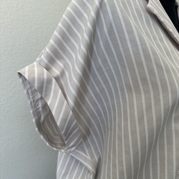 New Mittoshop Women's Button Up Beach Blouse Striped Size Large Loose Fitting - Picture 6 of 10
